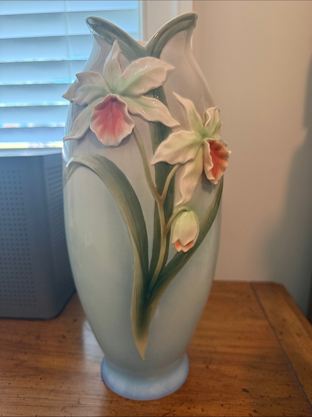 Franz Collection FZ00268 Orchid Porcelain Vase Hand-Painted Floral Sculpted